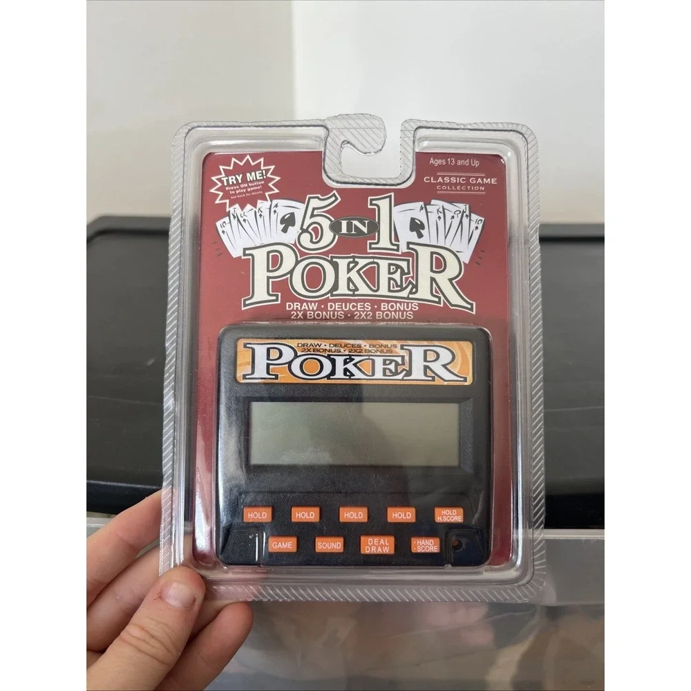 Classic 5-in-1 Poker Electronic Handheld Classic Game Collection Sealed Working